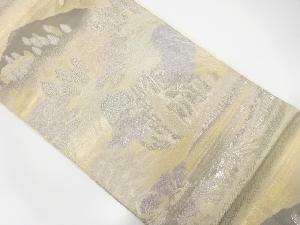 遠山に滝風景模様織り出し袋帯